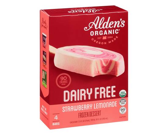Alden's Organic · Organic Vegan Dairy Free Strawberry Lemonade Bar (4 x 2.5 fl oz)