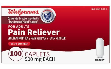 Walgreens Extra Strength Adult Pain Reliever 500 mg Caplets (100 ct)