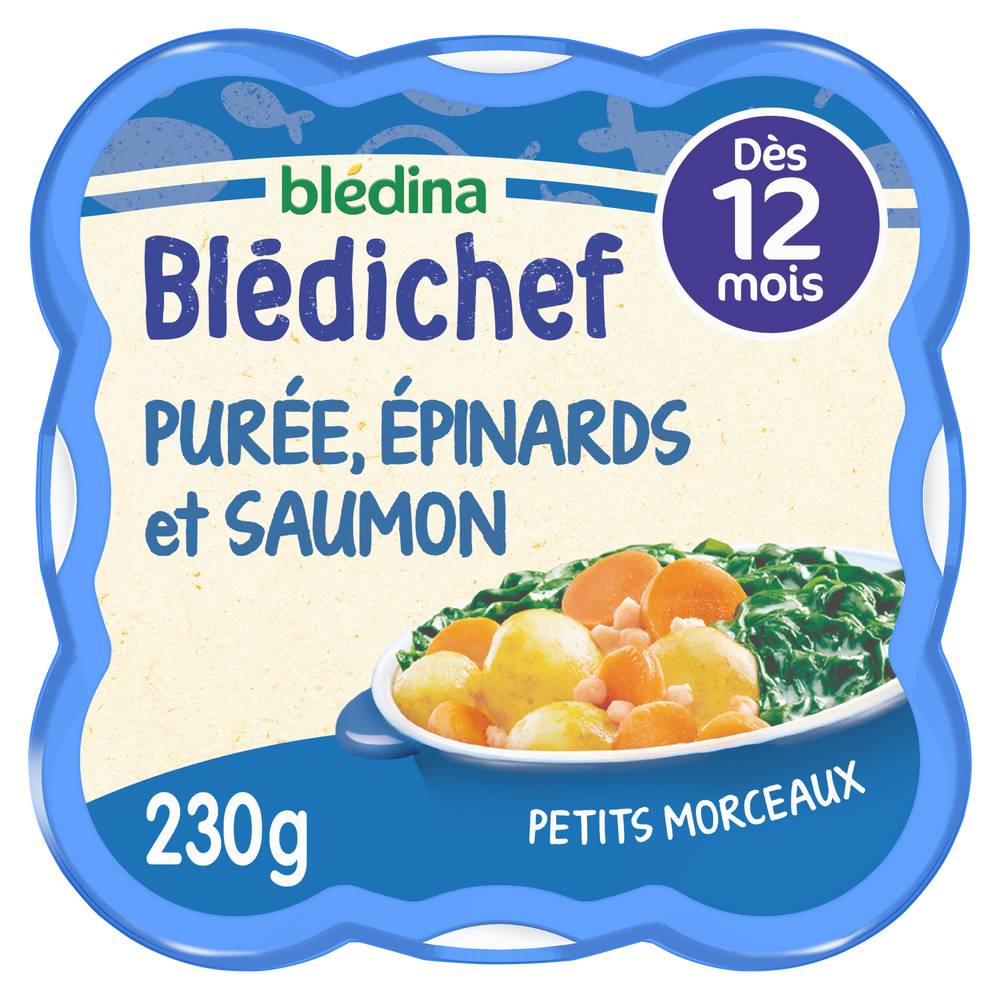 Blédina - Blédichef purée onctueuse épinards et saumon dès 12 mois (230g)