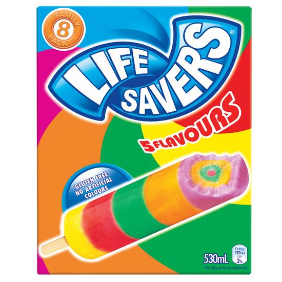 Lifesavers Icy Pole 530ml 8 pack