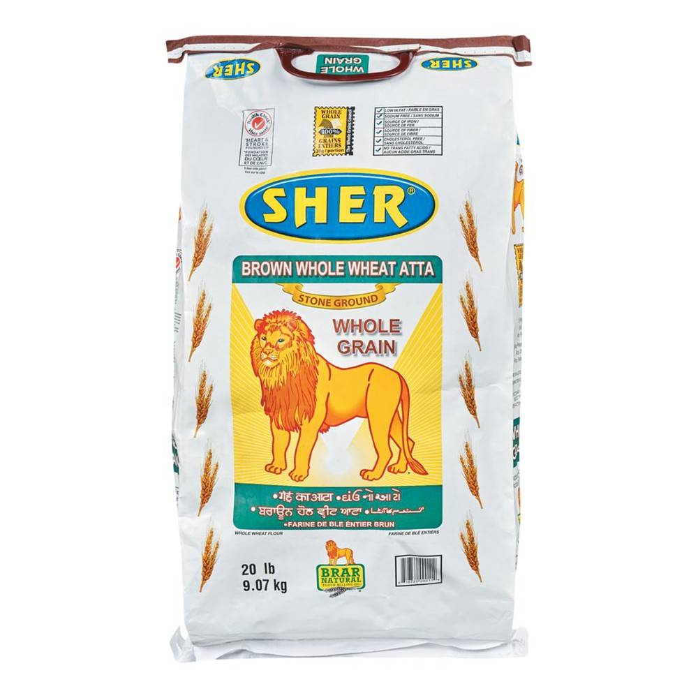 Sher Brown Whole Wheat Atta (9.07 kg)