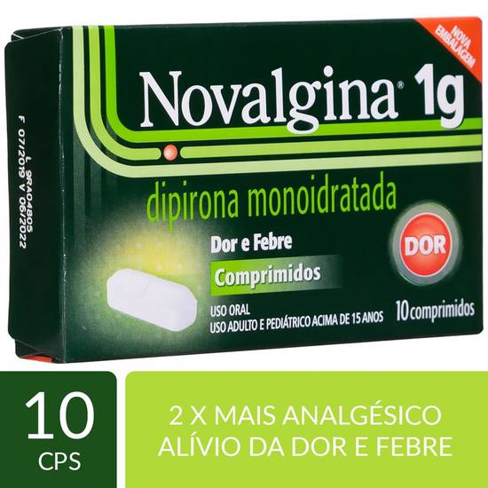 Novalgina dipirona monoidratada 1g (10 comprimidos)