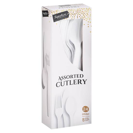Signature Select White Plastic Assorted Cutlery (24 ct)