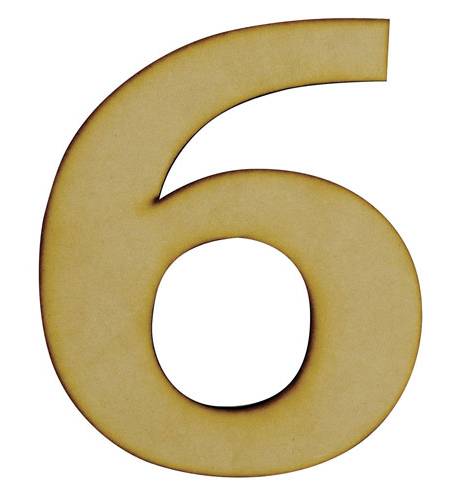 Mdf · Figura madera mdf número 6 de 16 cm (206,9 g)