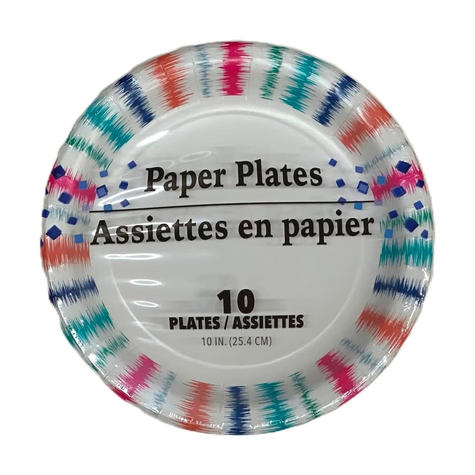 Assorted Summer Print Designer Paper Plates, 10-ct., 10-in.