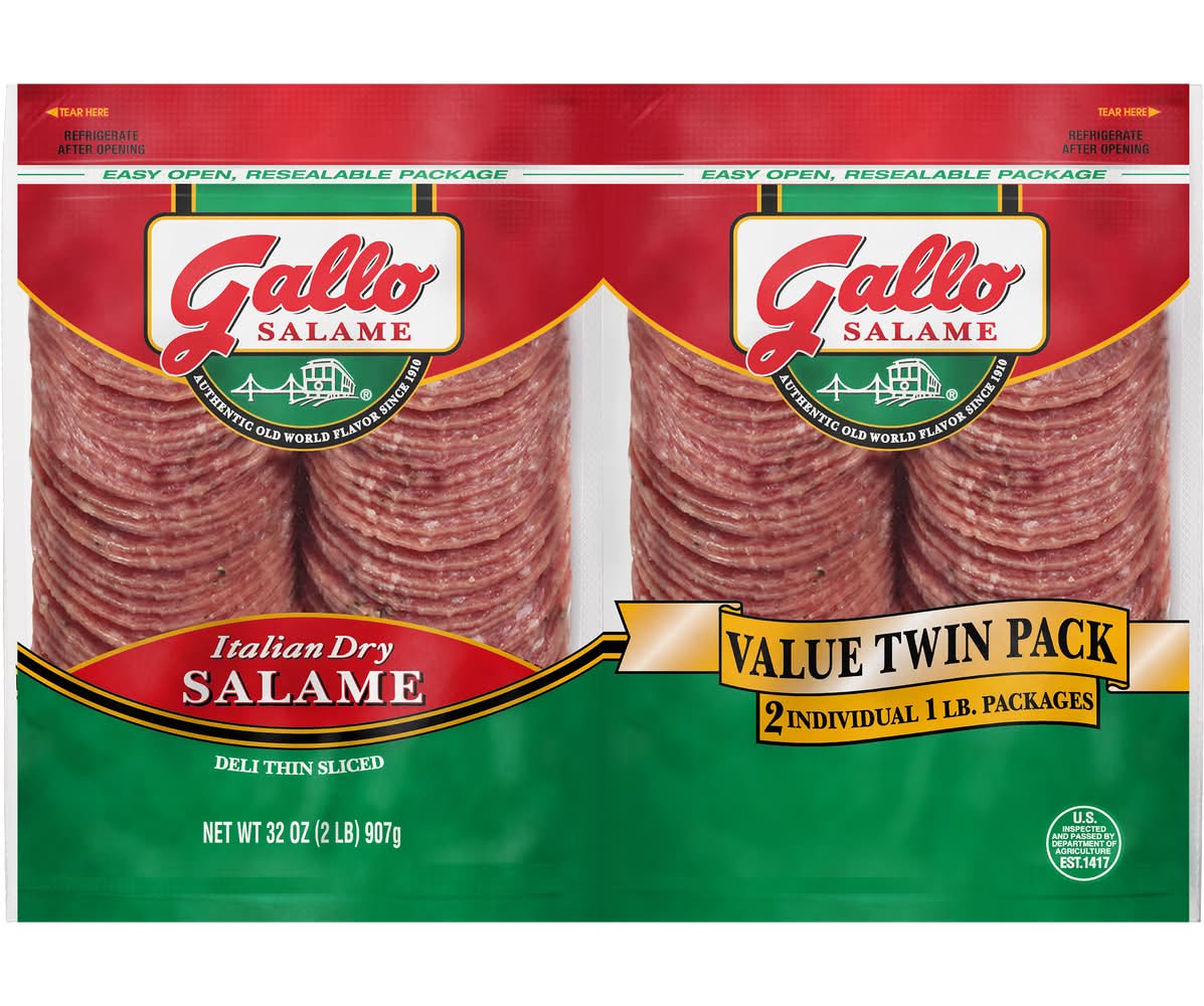Gallo Salame Thin Sliced Italian Dry Salame Value Twin pack (32 oz, 2 ct)