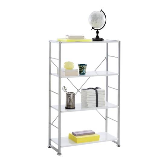 Realspace® Halton 46 3/4"H 3-Shelf Contemporary Bookcase, White/Light Finish