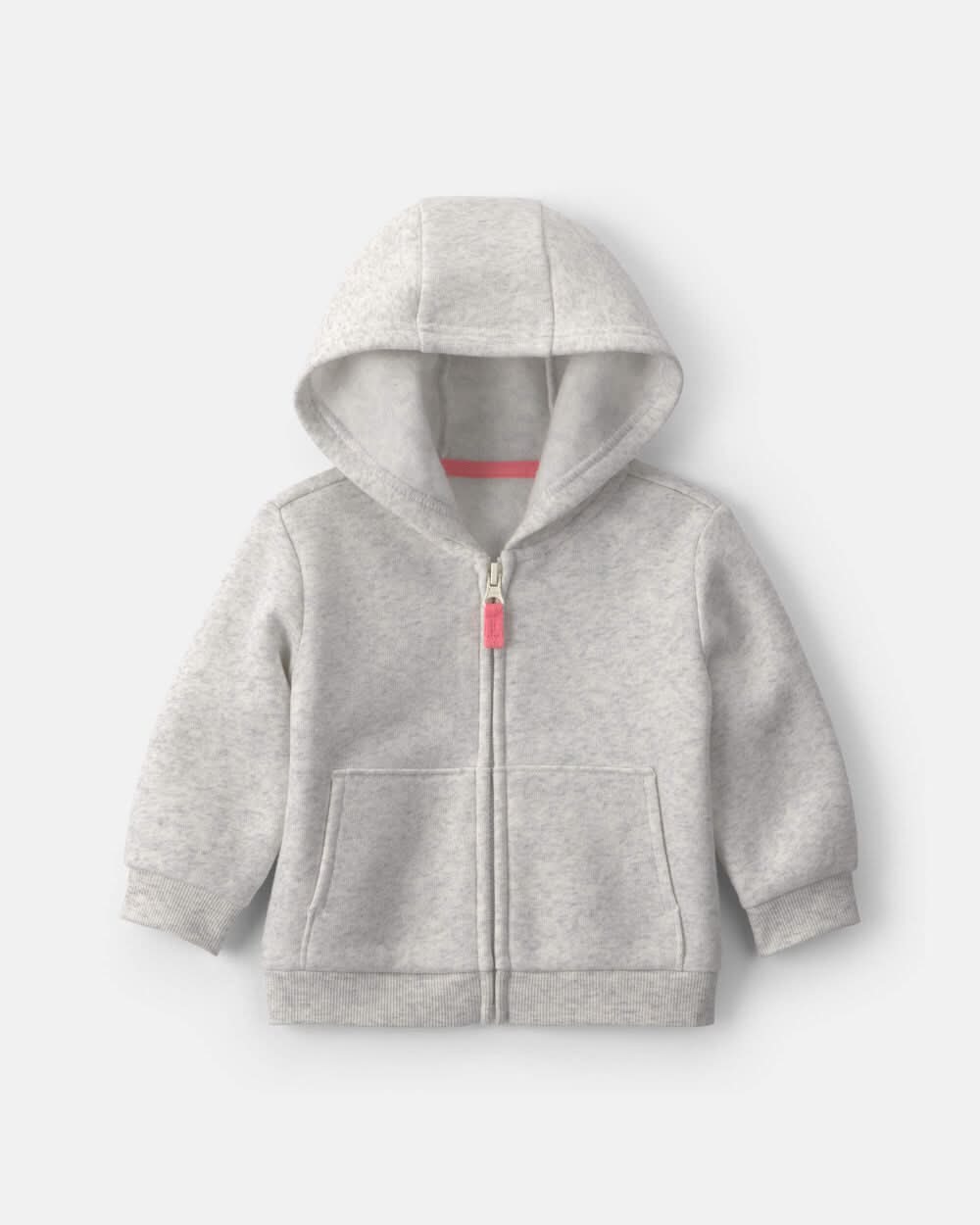 Baby Girl Fleece Zip-Up Hoodie - Heather Grey - 6M