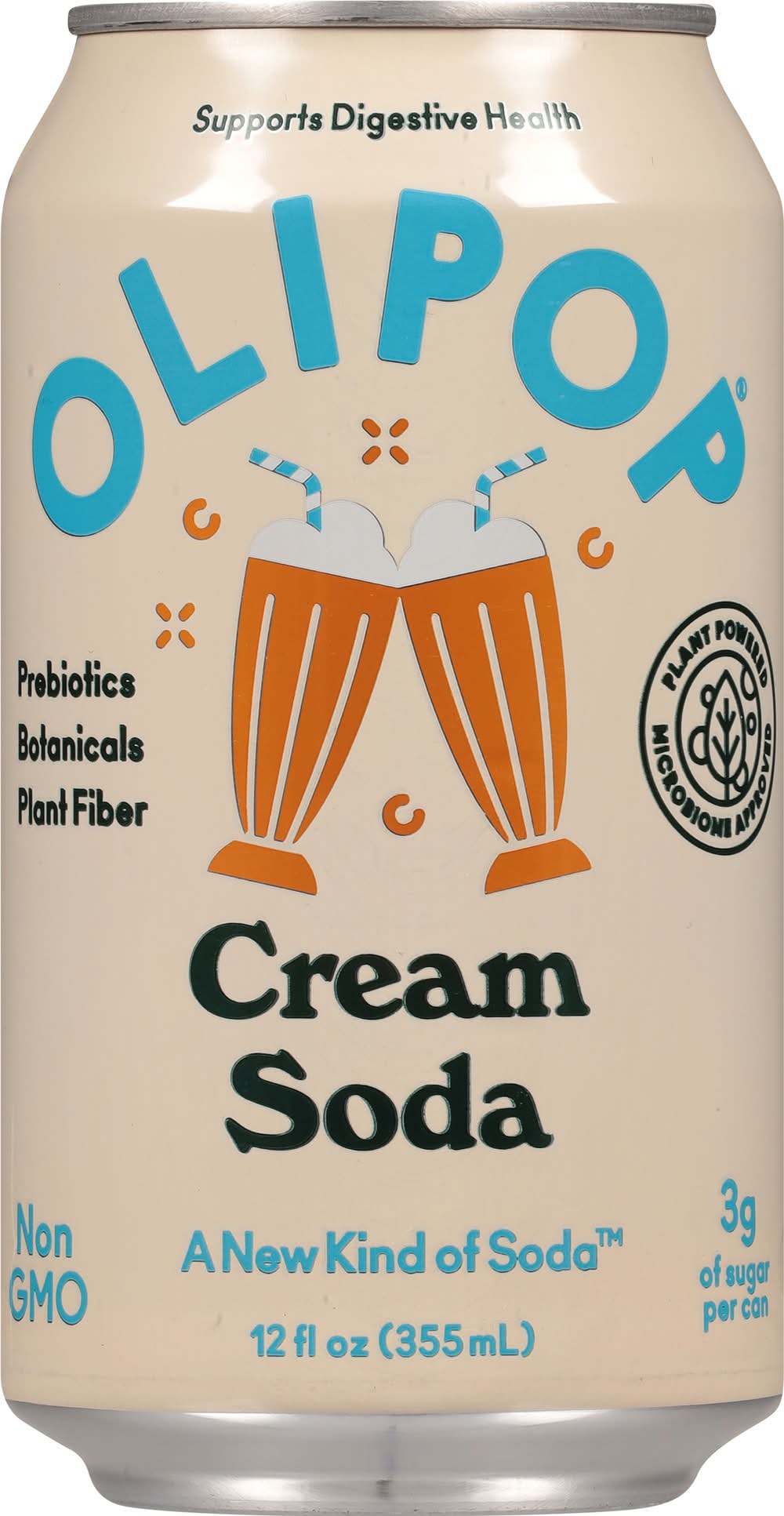 Olipop Prebiotic Plant Fiber Drink, Cream Soda (12 fl oz)