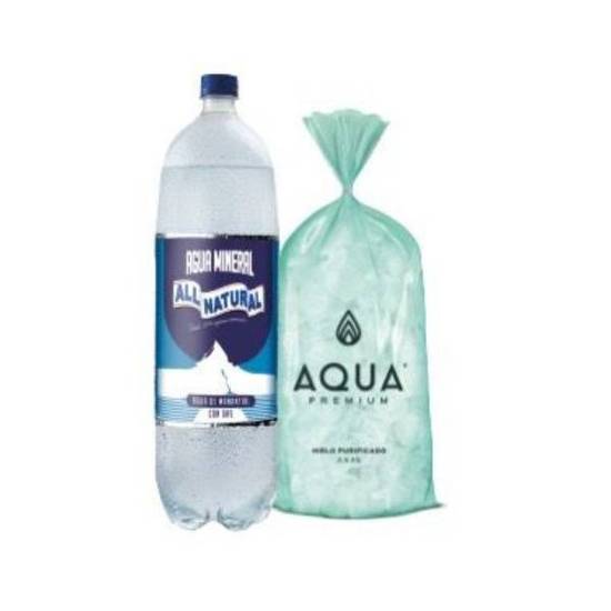 Combo Hielo Aqua + Agua Mineral All Natural