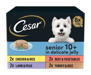 Cesar Senior Wet Dog Food Trays Meat in Delicate Jelly (8 pack)