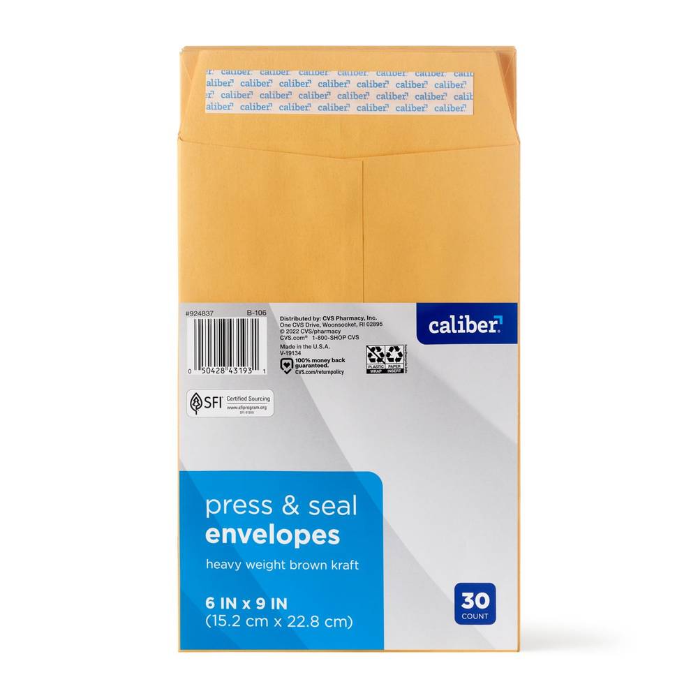 Caliber Press & Seal Envelopes 6 X 9 Inch