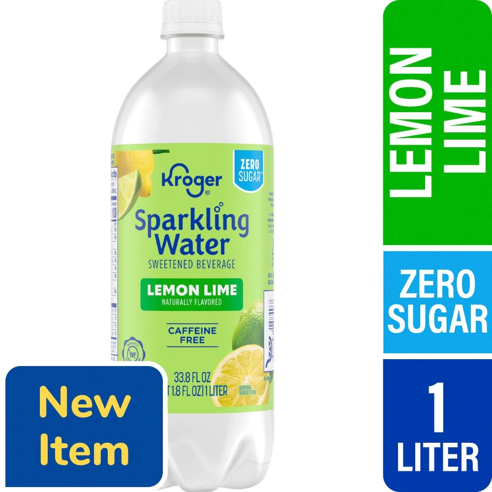 Kroger Zero Sugar Sparkling Water, Lemon Lime (33.8 fl oz)