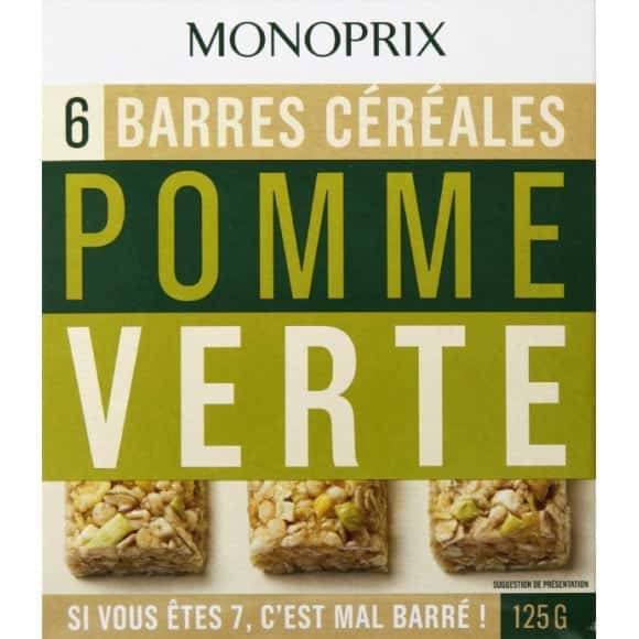 Monoprix Barres Céréales Pomme Verte La Boîte De 6 - 125 G