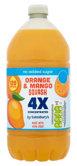 Sainsbury's Quadruple Strength Orange & Mango Squash Juice (1.5L)
