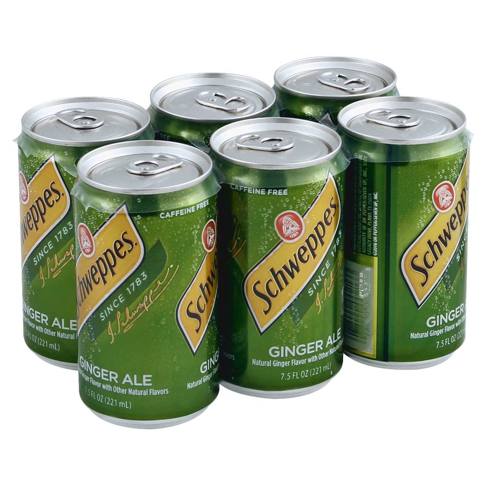 Schweppes Ginger Ale Soda (6 ct, 7.5 fl oz)