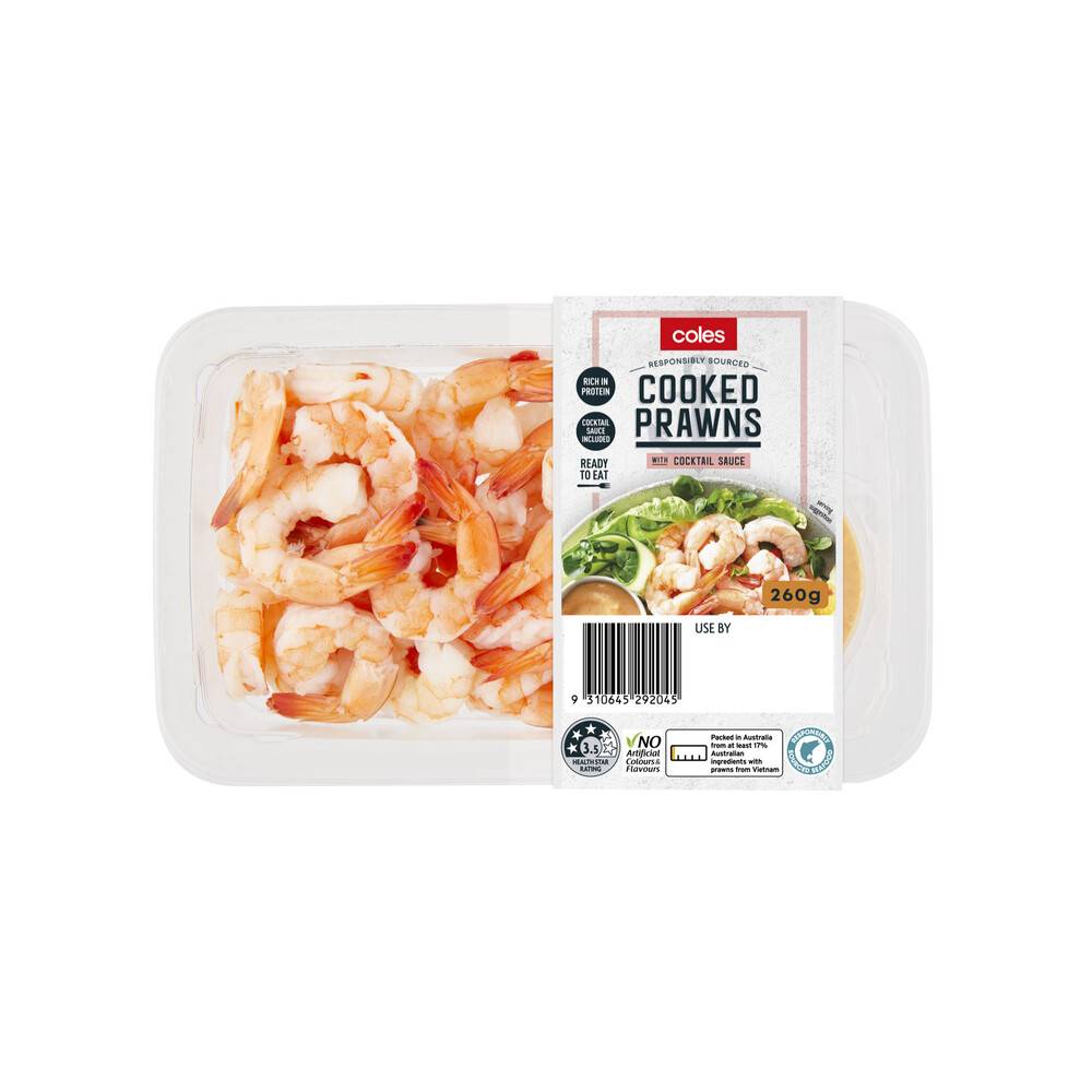 Coles Cooked Prawns With Cocktail Sauce