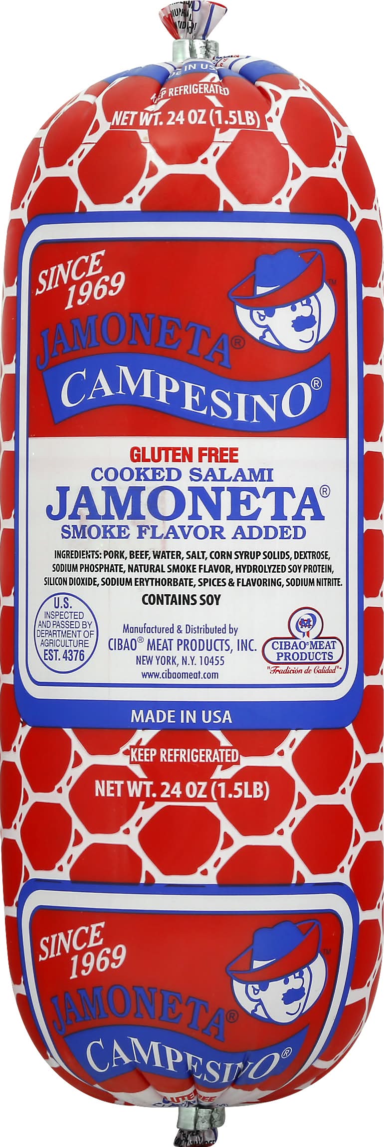 Jamoneta Gluten Free Cooked Salami, Smoke (24 oz)