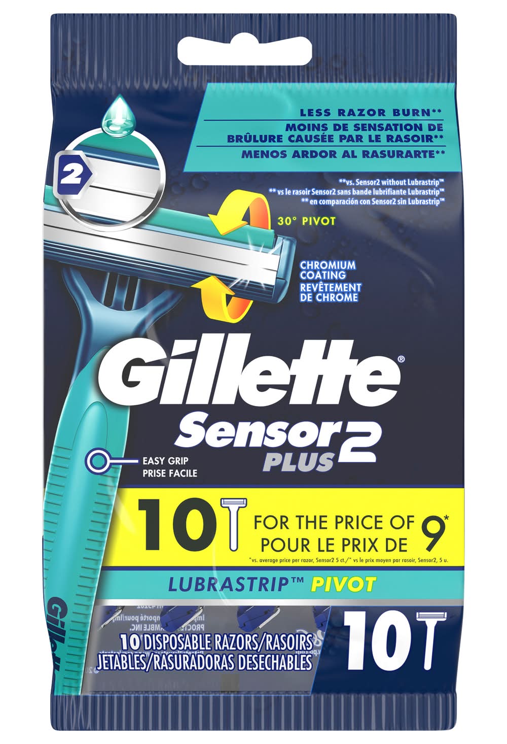 Gillette Sensor2 Plus Pivoting Head Mens Disposable Razor (3 oz)