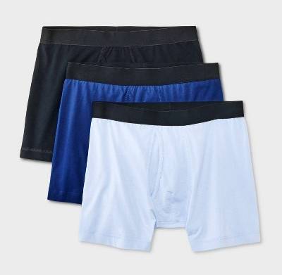 Men's Boxer Briefs 3pk - Dealworthy�™ Blue/Black L: Mid Rise, Jersey Fabric