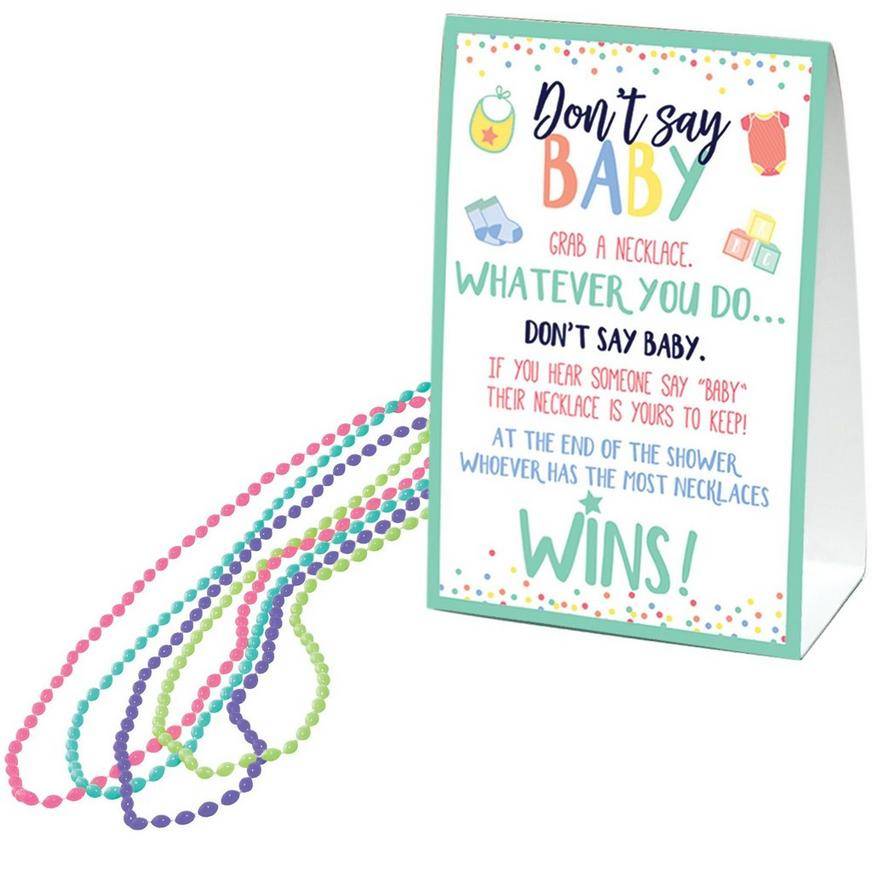 Pastel Don't Say Baby Bead Necklace Baby Shower Game