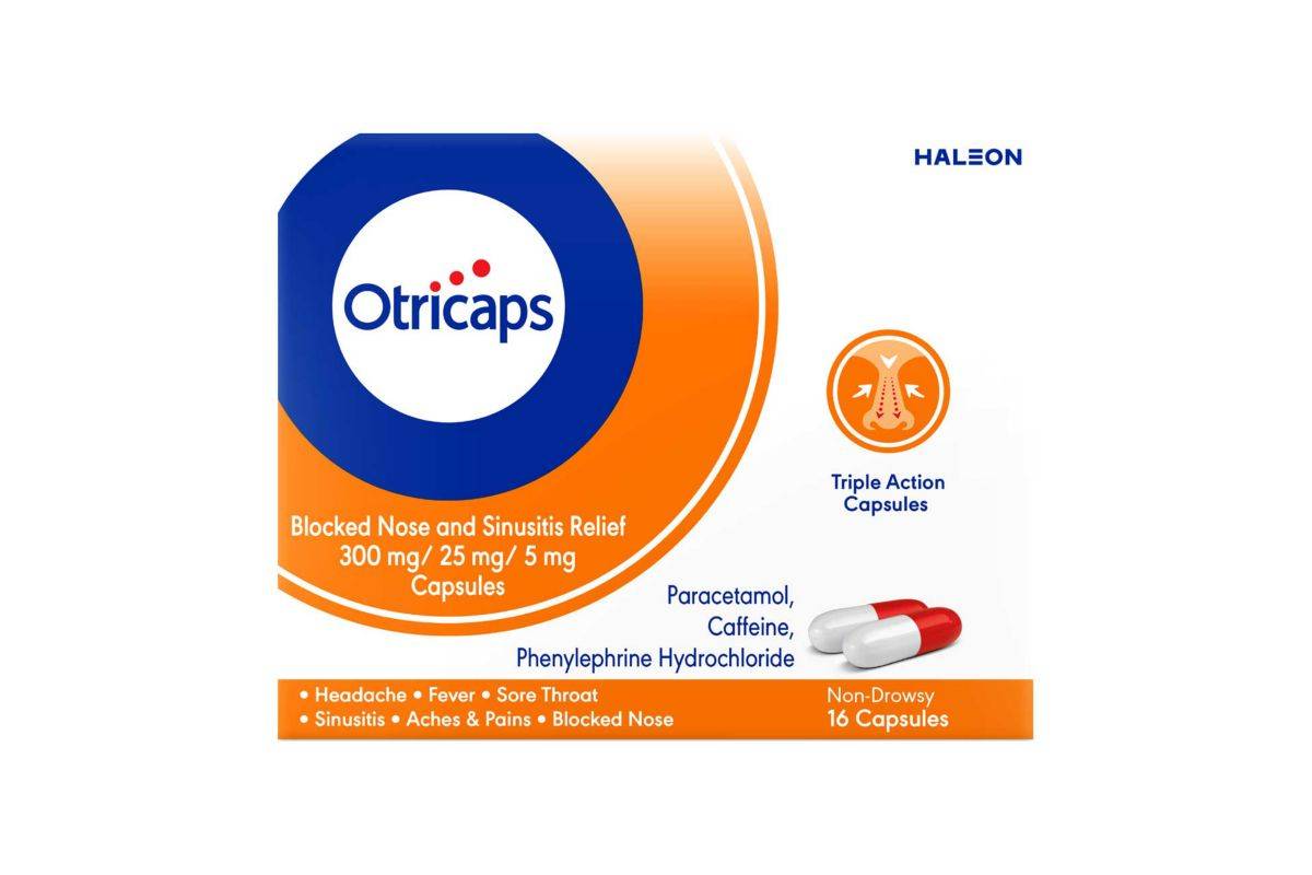 Otricaps Blocked Nose and Sinusitis Relief 300mg/25mg/5mg Capsules x16