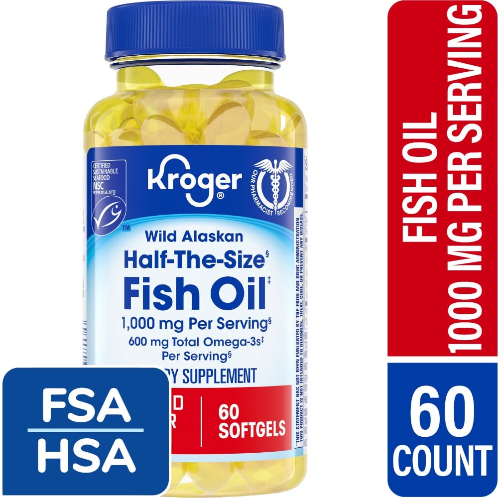 Kroger Fish Oil Wild Alaskan Softgels 1000mg (60 ct)