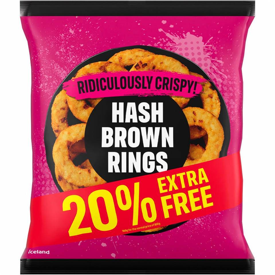 Iceland 20% Extra Free 960g Ridiculously Crispy Hash Brown R