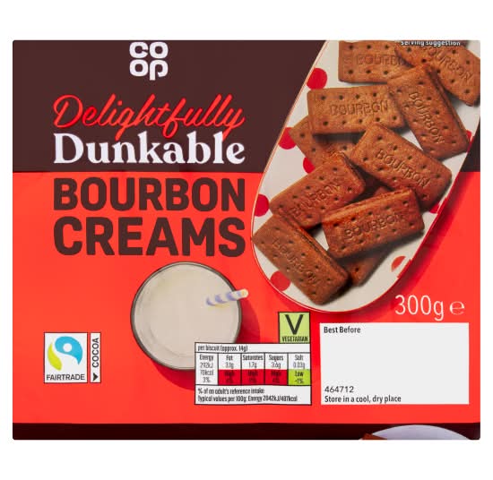 Co-op Bourbon Creams, Delightfully Dunkable Sandwich Biscuits (300g)