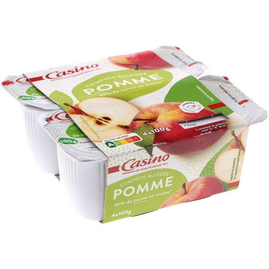 CASINO - Compote pomme allégée - 4x100g