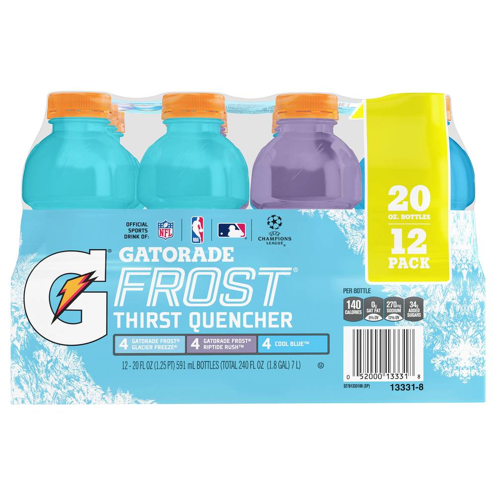Gatorade Thirst Quencher, Frost Glacier Freeze-Riptide Rush-Cool Blue (12 x 20 fl oz)