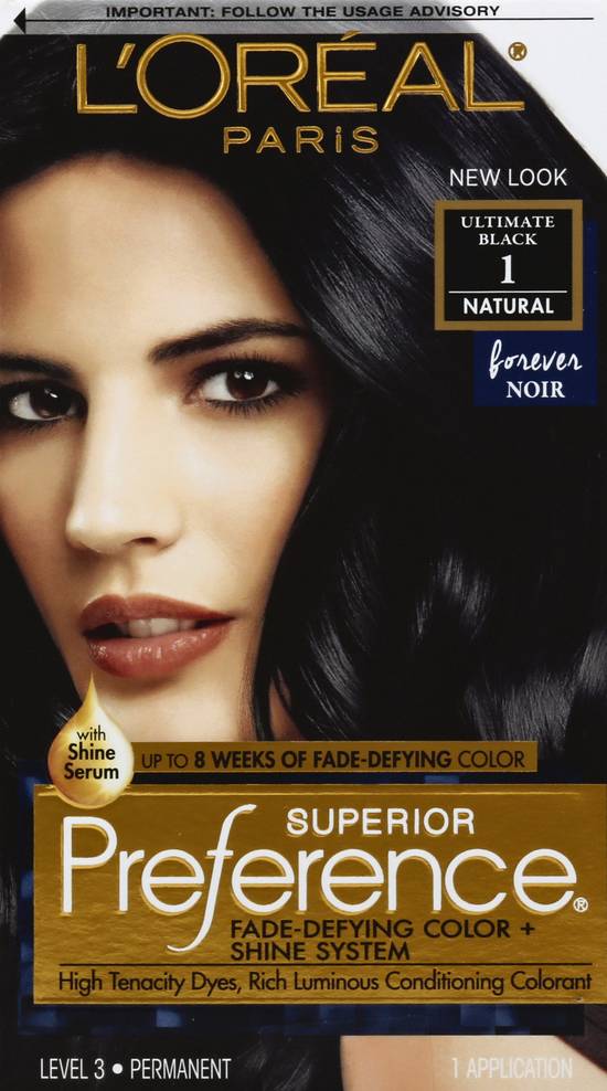 L'oréal Superior Preference Permanent Hair Color 01 Ultimate Black Hair Dye