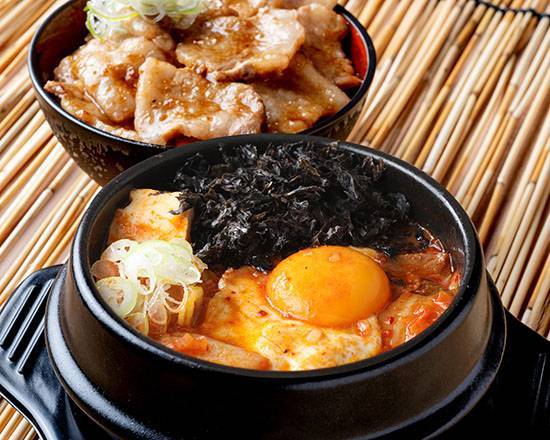 岩海苔チーズスンドゥブ～ミニカルビ丼セット～ Seaweed and Cheese Sundubu with Kalbi Rice Bowl Set