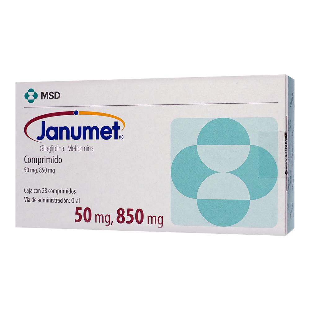 Msd janumet sitagliptina metformina comprimidos 50 mg/850 mg (28 piezas)