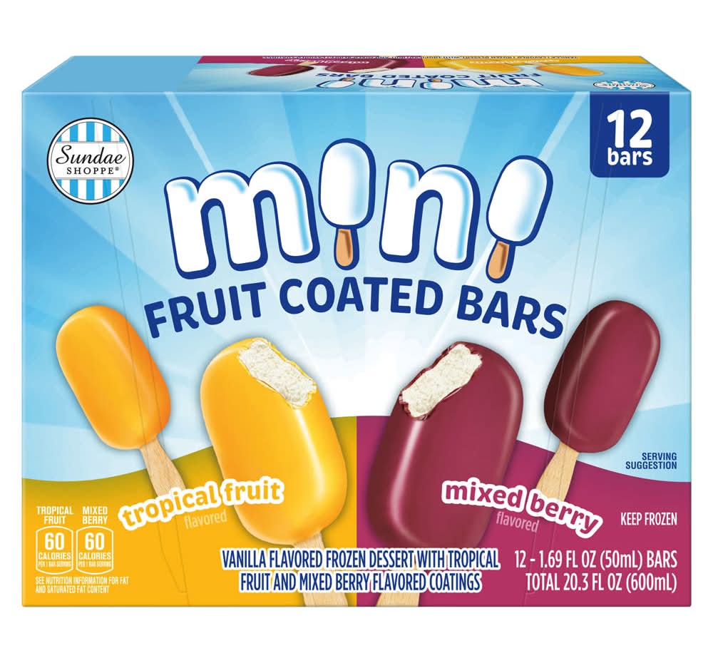 Sundae Shoppe Mini Fruit Coated Bars, Tropical Fruit-Mixed Berry (12 x 1.69 fl oz)
