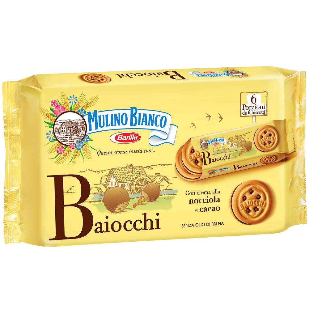 Biscuits Baiocchi Snack fourrés aux noisettes & cacao MULINO BIANCO -336g