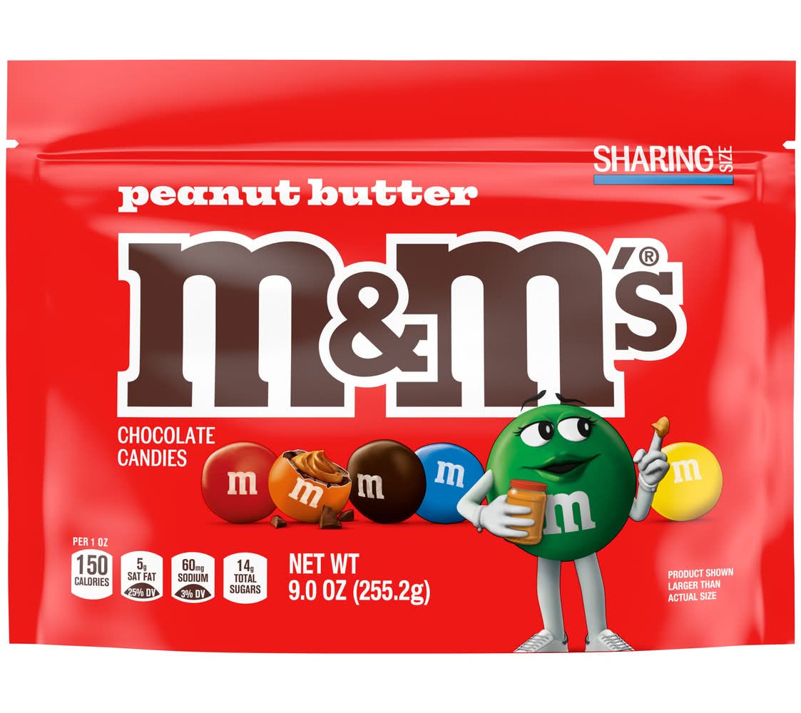 M&M's Sharing Size Flavored Chocolate Candies, Peanut Butter (9 oz)