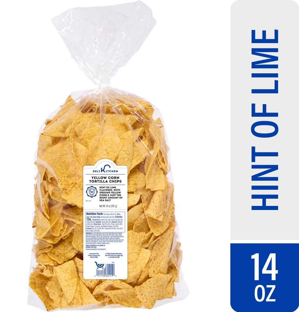 Deli Kitchen Yellow Corn Tortilla Chips, Hint Of Lime (14 oz)
