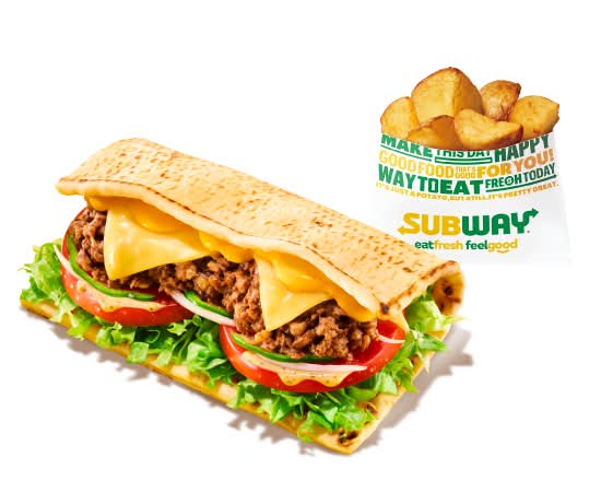 濃厚チーズタコス (フラットブレッド) ポテト(S)セット Taco Meat & Cheese Sauce（Flat Bread） Potato set