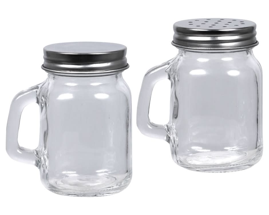 Mini Glass Shaker Jars with Handles and Metal Lids