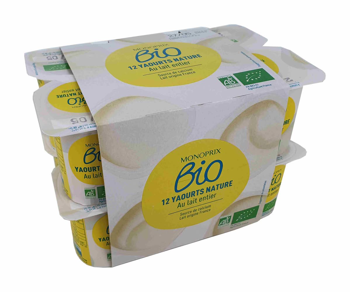 Monoprix - Yaourt nature bio au lait entier (12)