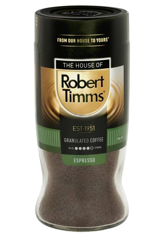 Robert Timms Premium Espresso Extra Dark Roasted Granulated Coffee 200g