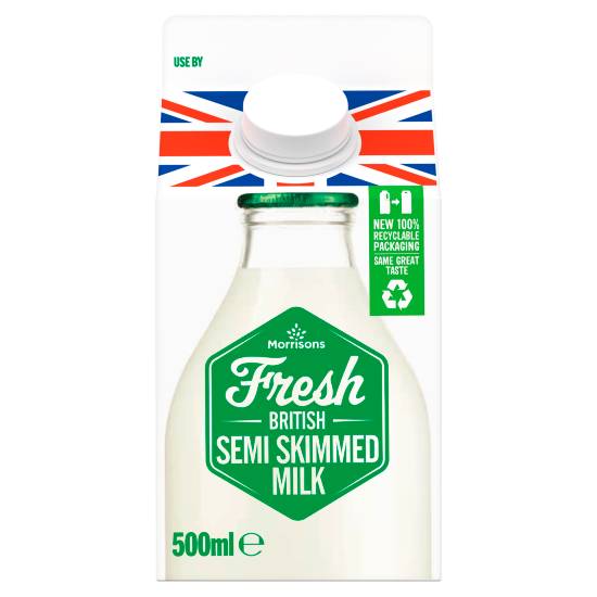 Morrisons Fresh British Semi-Skimmed Milk (500 ml)