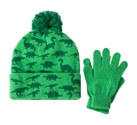 Kids Critter Beanie And Glove Set Dino