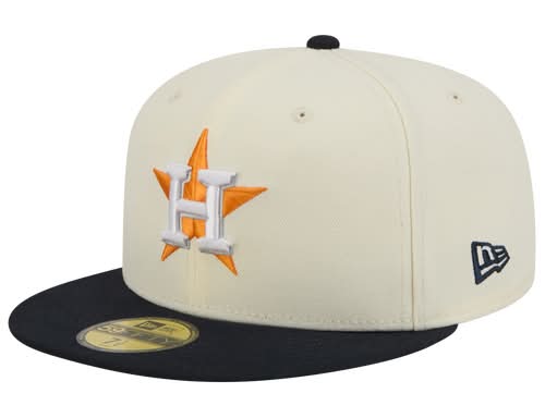 New Era Cap Mens Astros 59FIFTY Cap - Chalk White/Black Size 7 3/8