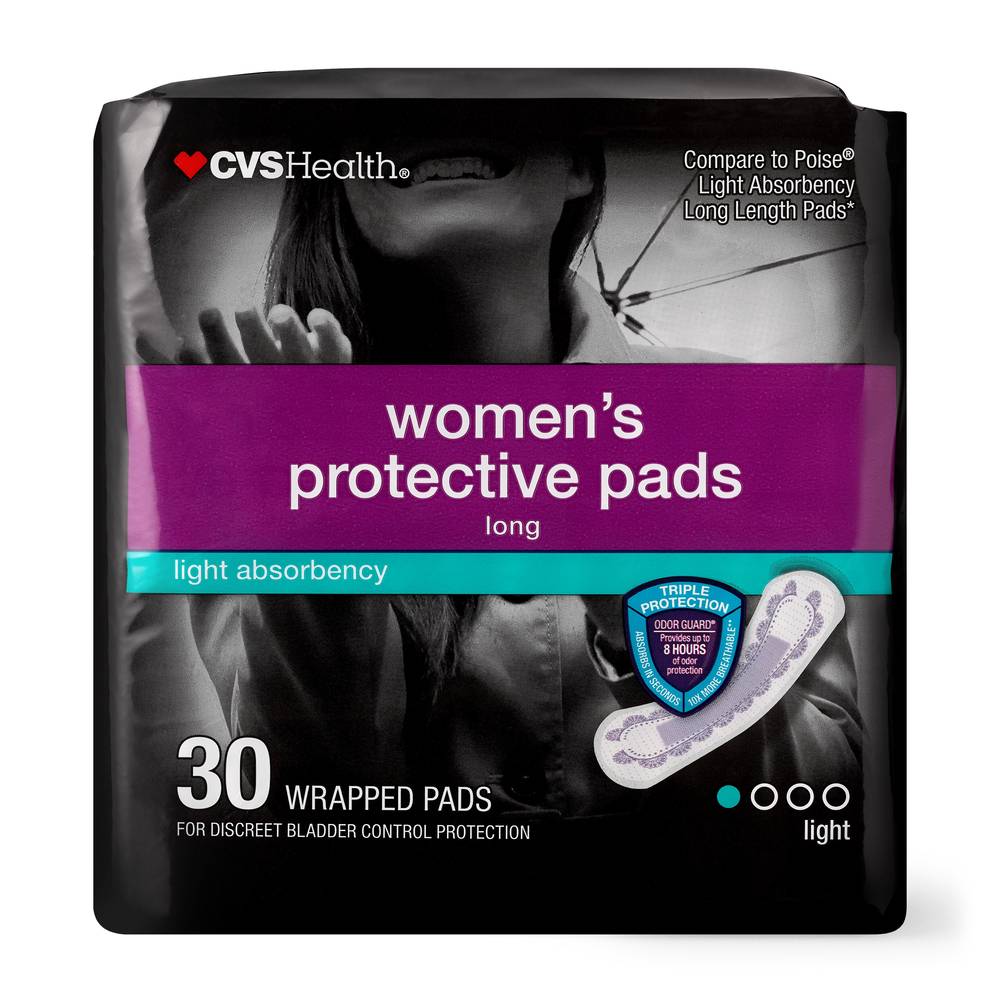 CVS Health Women's Protective Pads Light Absorbency, Long, 30 CT