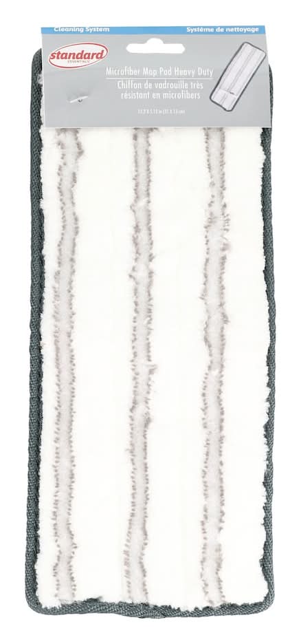 Essentials Standard Microfiber Heavy Duty Mop Pad, 12.2x5.12 in, White
