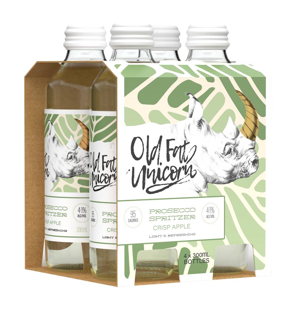 Old Fat Unicorn Crisp Apple Prosecco Spritzer Bottles 4X300Ml