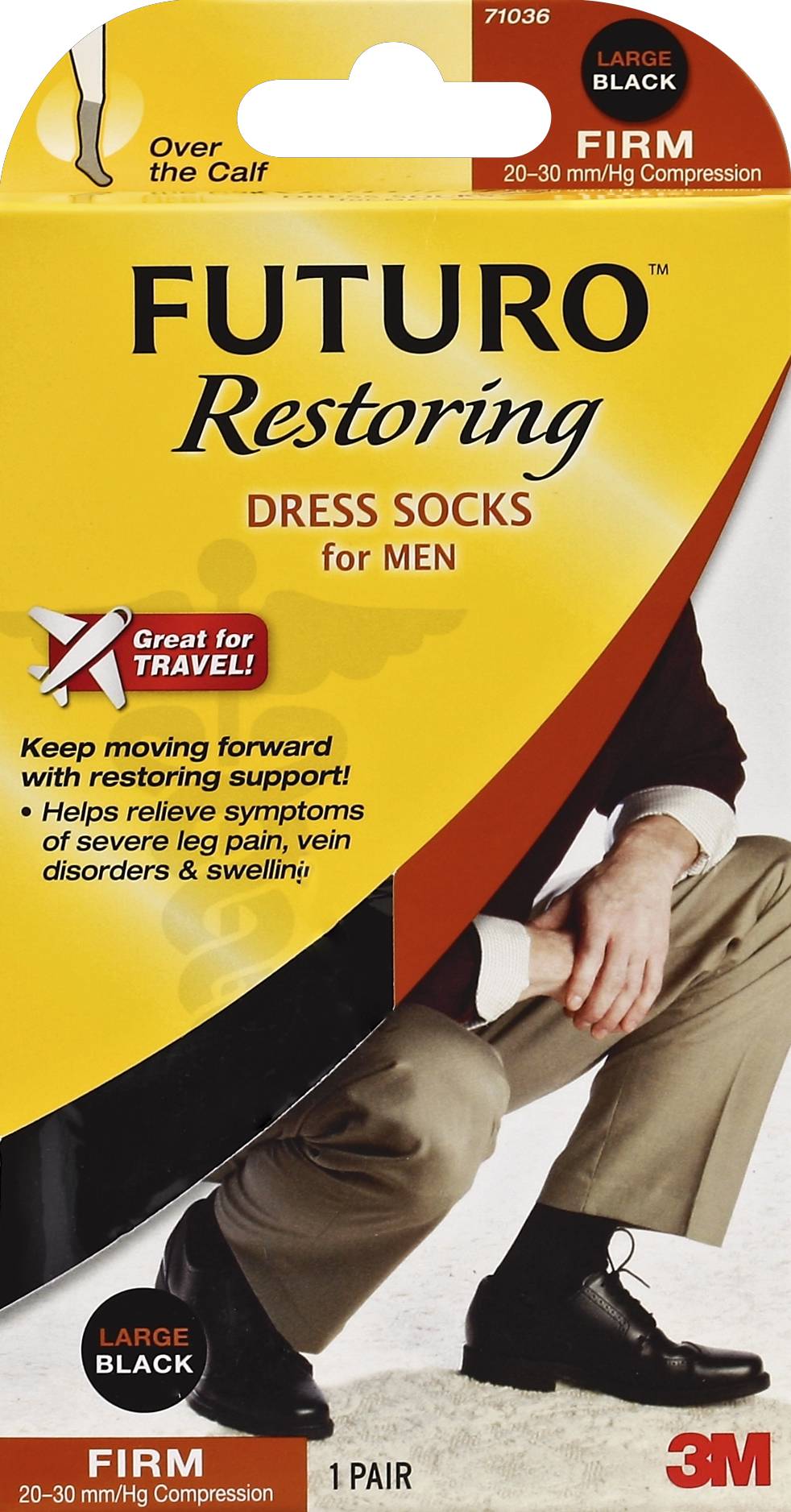 Futuro Restoring Dress Socks, Large, Black