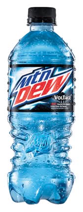 Mountain Dew Voltage Energy Soda Charged with Raspberry Citrus Flavor and Ginseng 20 oz Bottle